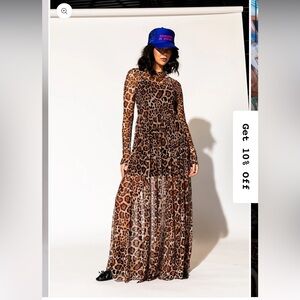 Dressed in LALA More You Mesh Maxi Dress in Macro Leopard